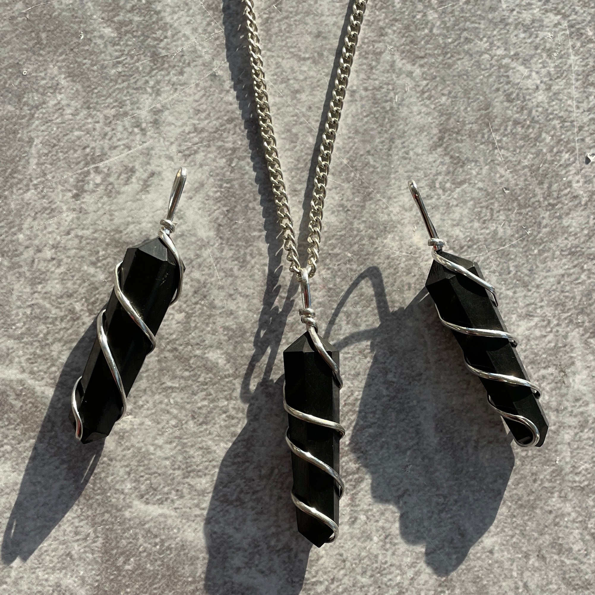 Shungite - Wire Wrapped DT Point Pendant Shungite - Wire Wrapped DT Point Pendant